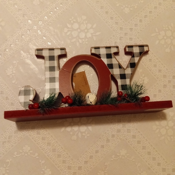 🆕 Glitzhome 11 in. L Wooden Christmas Plaid JOY Table Decor, NWT - Picture 7 of 7